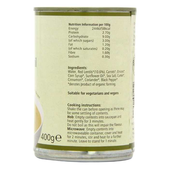 Suma - Organic Spicy Lentil Soup, 400g - nutrition facts