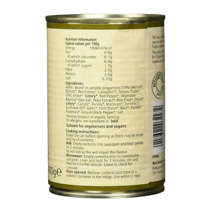 Suma - Organic Tuscan Bean Soup, 400g - nutrition facts