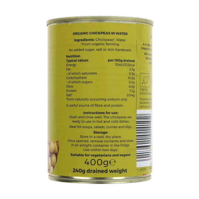 Suma Wholefoods - Organic Chickpeas in Filtered Water, 400g -  back