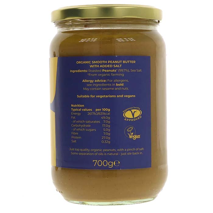 Suma Wholefoods - Organic Smooth Peanut Butter - Salted, 700g - back
