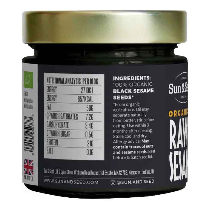 Sun And Seed - Raw Organic Black Sesame Tahini, 200g - back