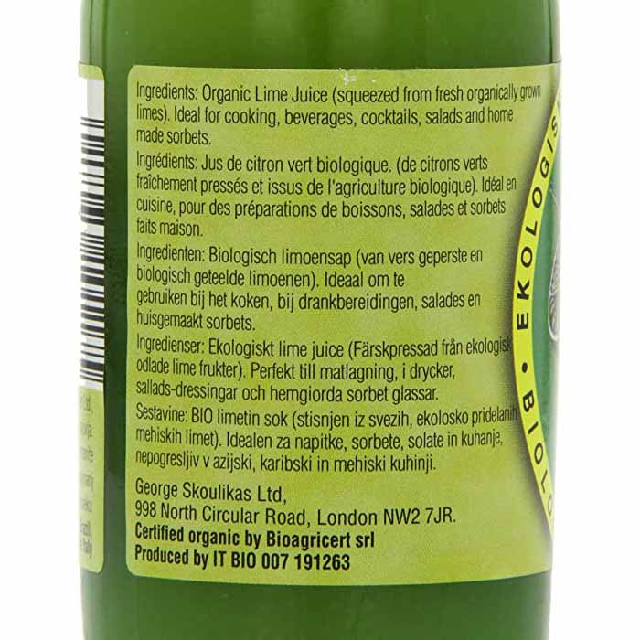 Sunita - Organic Lime Juice, 250ml- back