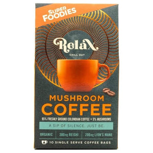 Superfoodies - Relax Organic Mushroom Coffee, 10 Bags
