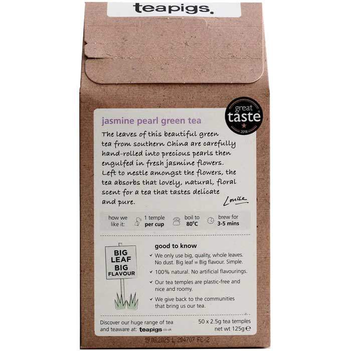 Teapigs - Jasmine Pearls Biodegradable Tea Temples, 15 bags - back
