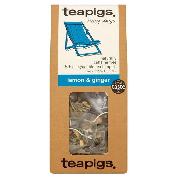 Teapigs - Lemon & Ginger Biodegradable Tea Temples, 15 bags