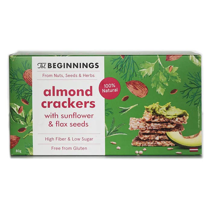 The Beginnings - Gluten-Free Almond Crackers with Almond & Flax Seeds, 80g