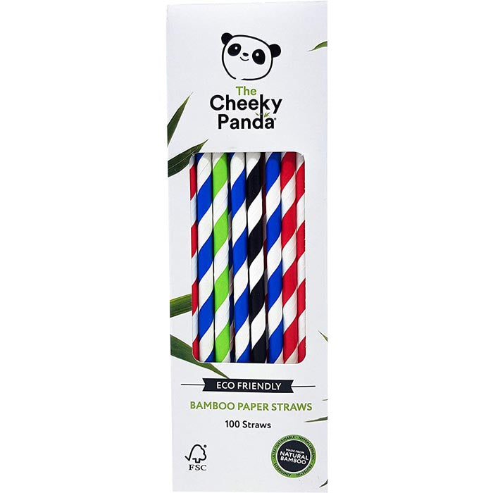 The Cheeky Panda - Bamboo Paper Straws - Multicoloured , 100 Straws