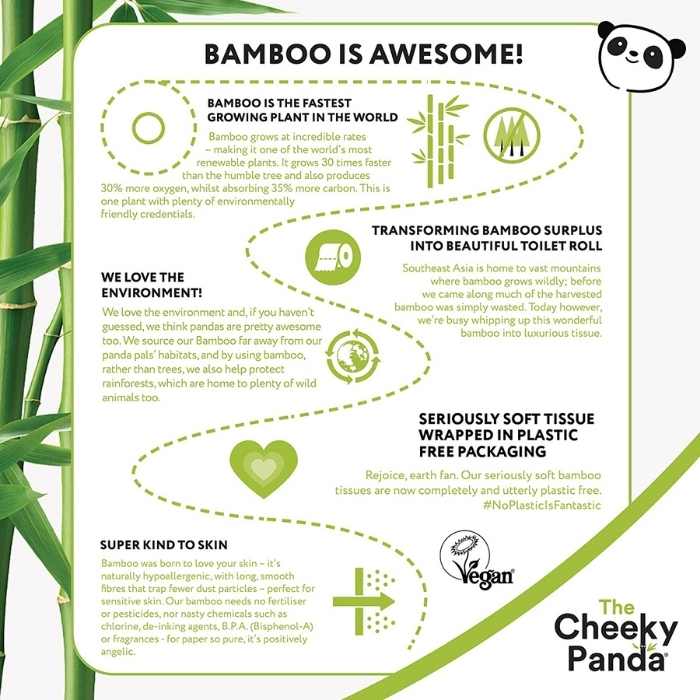The Cheeky Panda - Plastic Free Ultra Sustainable Bamboo Toilet Tissue, 4 rolls - back