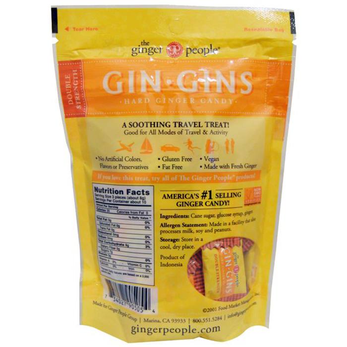 The Ginger People - Gin Gins Double Strength Hard Ginger Candy, 84g - back 