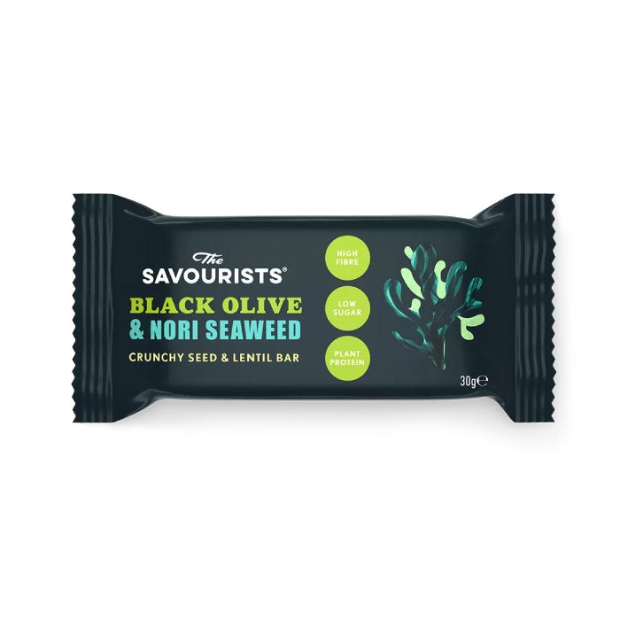 The Savourists - Savoury Snack Bar Crunchy Seed & Lentil Black Olive & Nori Seaweed, 40g