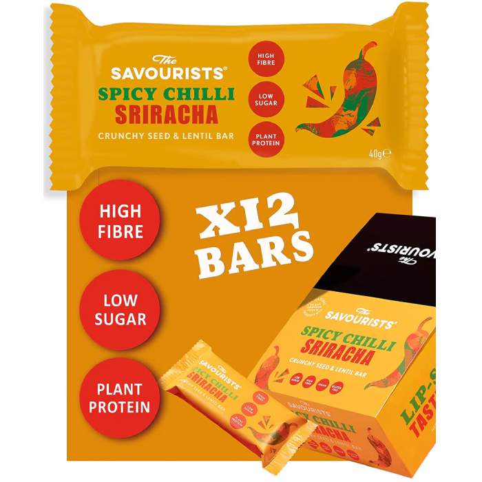 The Savourists - Savoury Snack Bar Crunchy Seed & Lentil Spicy Sriracha, 40g pack