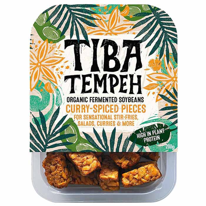 Tiba Tempeh - Organic Curry-Spiced Tempeh Pieces, 200g