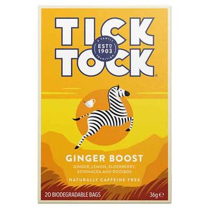 Tick Tock - Wellbeing Ginger Boost Tea, 20 Bags | Pack of 6