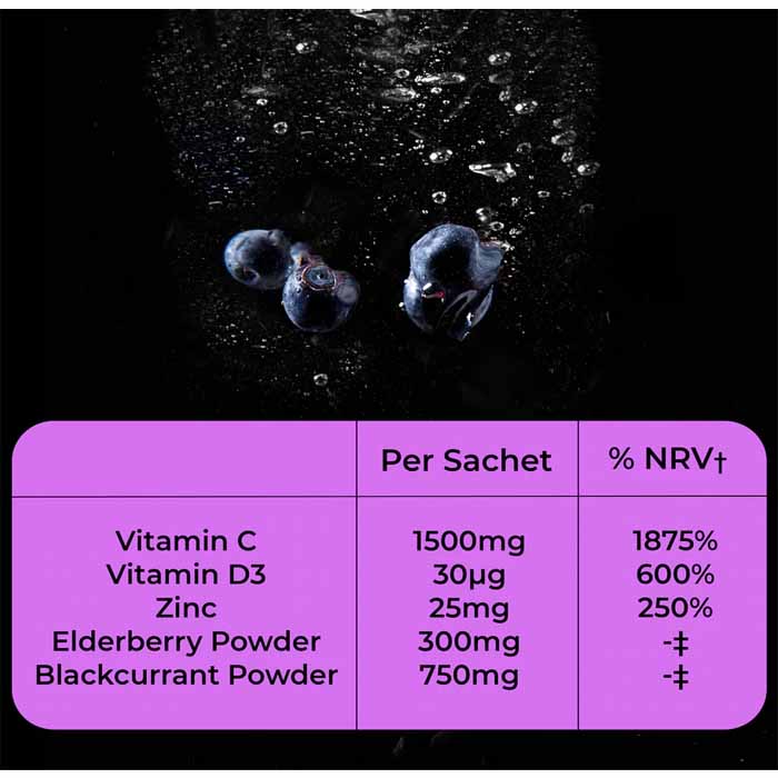 Tonic Health - High Dose Immunity Drink Elderberry & Blackcurrant, 10 Sachets - back