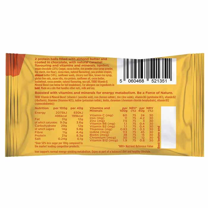 Tribe - Nature Bomb - Choc Caramel + Almond Butter (1-Pack), 40g  - back