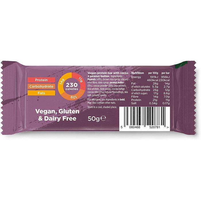 Tribe - Vegan Protein Bar Choc Peanut Butter, 50g back