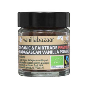 Vanilla Bazaar - Premium Organic Fairtrade Madagascan Vanilla Powder, 20g