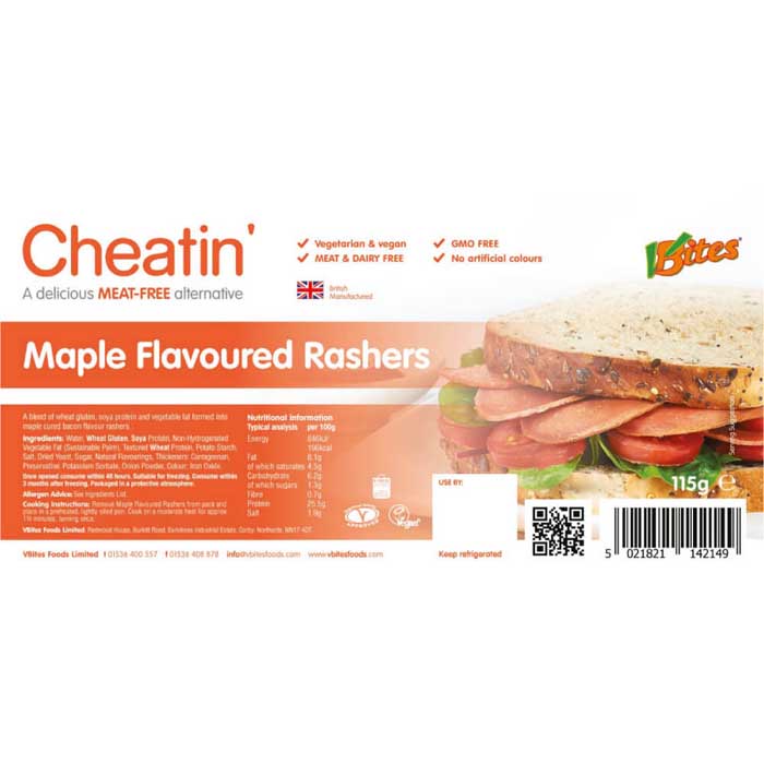 Vbites - Cheatin Maple Flavoured Rashers, 115g