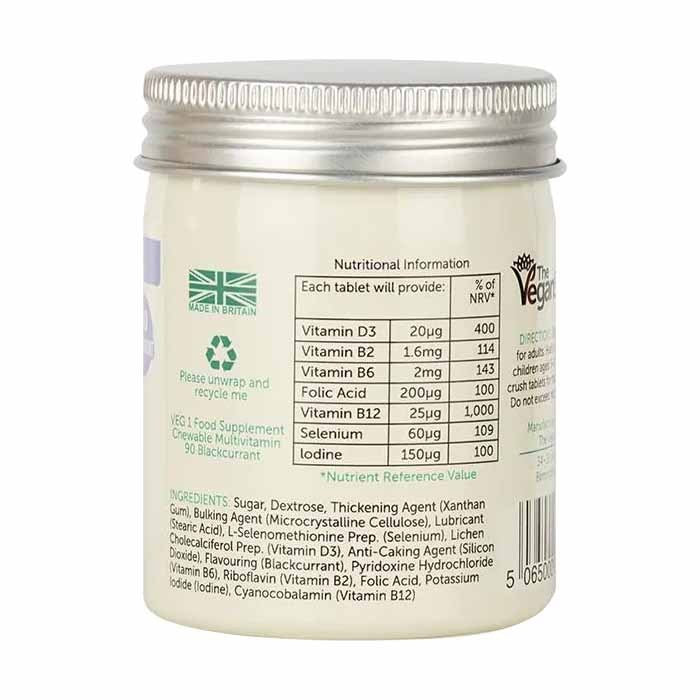 Veg1 Multivitamin Chewable Tablets Blackcurrant Flavour Multiple