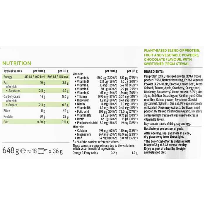 Vega - Essentials Protein - Chocolate, 648g_Nutrition