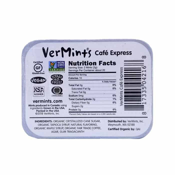 VerMints - Organic Pastilles, 40g - Cafe Express - Back