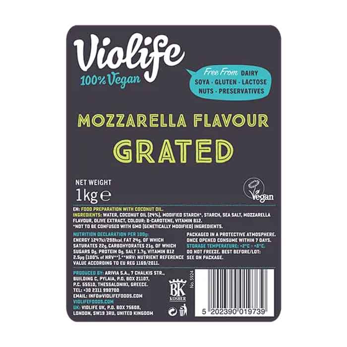 Violife - Grated Mozzarella Pizza, 1kg - back