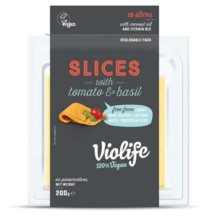 Violife - Tomato & Basil Flavour Slices, 200g - Front