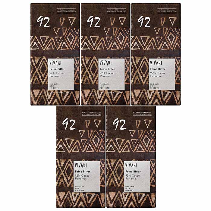 Vivani - Organic Dark Panama 92% Cocoa Chocolate -  10-Pack, 80g