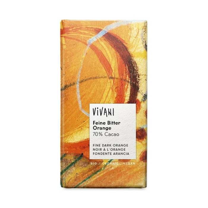 Vivani - Organic Fine Dark Chocolate 70-75% Cacao, 100g -Orange 70% Cocoa - 1 Pack