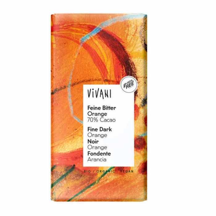 Vivani - Organic Fine Dark Chocolate 70-75% Cacao,  orange 70% 1 pack 
