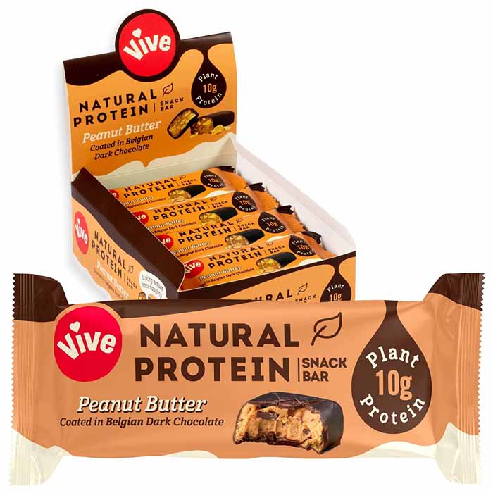 Vive - Natural Indulgent Protein Snack Bars - Peanut Butter 12-Pack, 49g