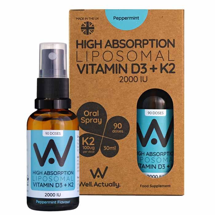 Well.Actually. - Liposomal Vitamin D3 + K2 Oral Spray Peppermint Flavour, 30ml