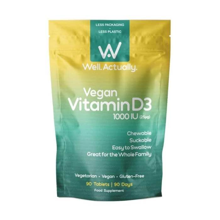 Well Actually - Vegan Vitamin D3 1000iu Chewable & Easy to Swallow, 90 Tablets