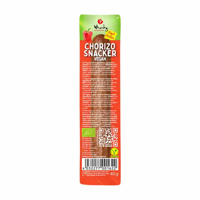 Wheaty - Chorizo Snacker, 40g  Pack of 12