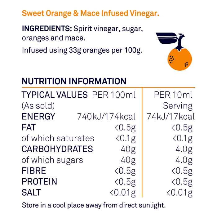 Womersley - Fruit & Herb Orange and Mace Vinegar, 160ml - back