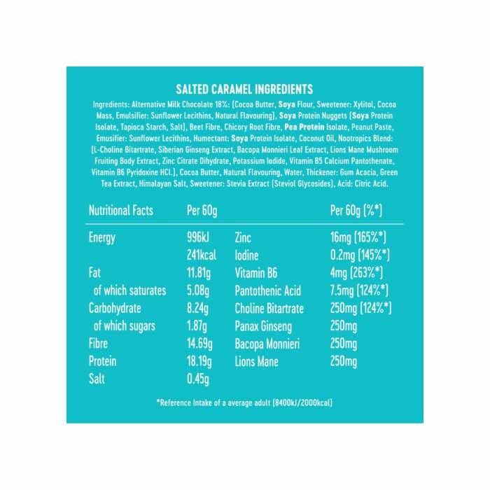 XITE - Vegan Nootropic Protein Bar - Salted Caramel (1 Bar), 60g - back