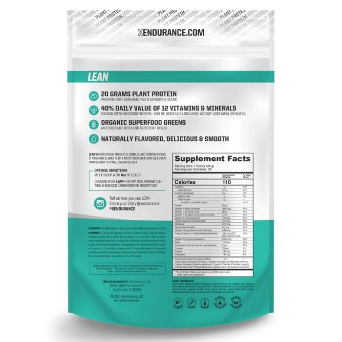 Xendurance - Lean Vegan Protein, 700g - back