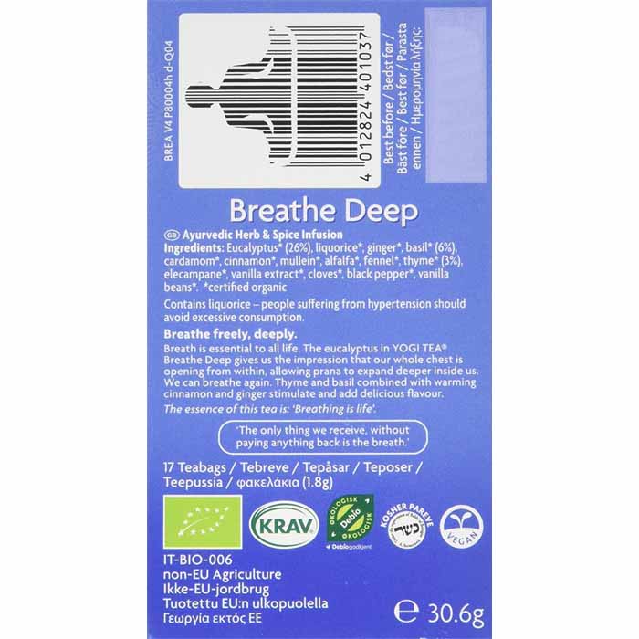 Yogi Tea - Organic Breathe Deep Tea, 17 bags - back
