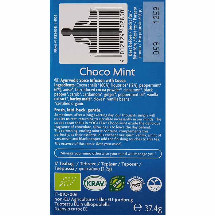Yogi Tea - Organic Choco Mint Tea, 17 bags - back