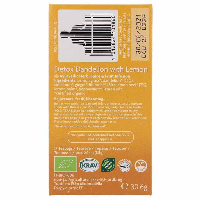 Yogi Tea - Organic Detox with Lemon Tea, 17 bags - back