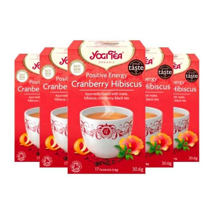 Yogi Tea - Organic Positive Energy Cranberry & Hibiscus Tea, 17 Bags  Pack of 6