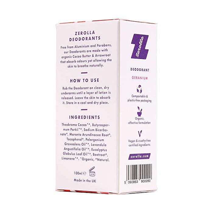 Zerolla - Deodorant Sticks - Geranium, 100ml - back
