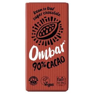 Ombar - Organic Raw 90% Cacao Chocolate Bar, 35g | Pack of 10
